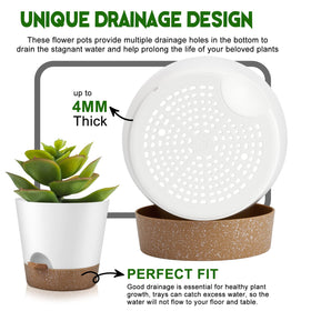 YNNICO 7.5-inch self-watering pot Snow ideal for desk plants and shelves