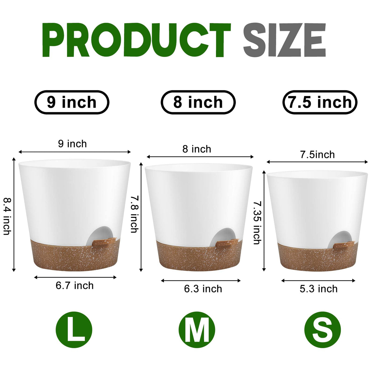 YNNICO 8-inch self-watering pot Snow supports balanced watering for office greenery