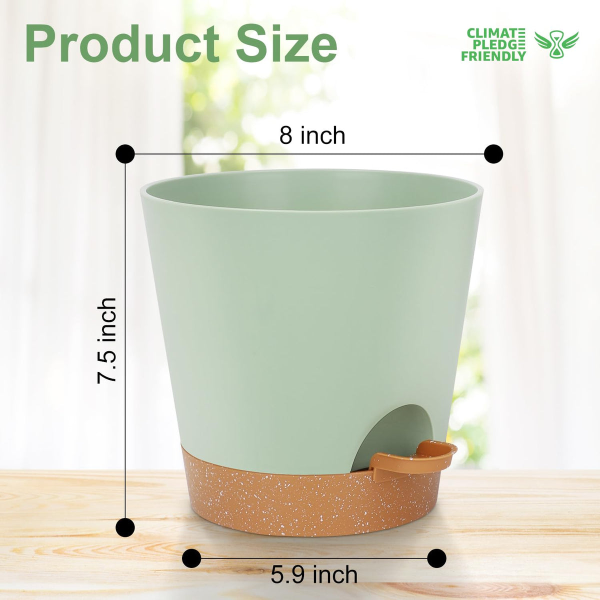 YNNICO 8-Inch planter showing drainage-holes for improved airflow and root health.