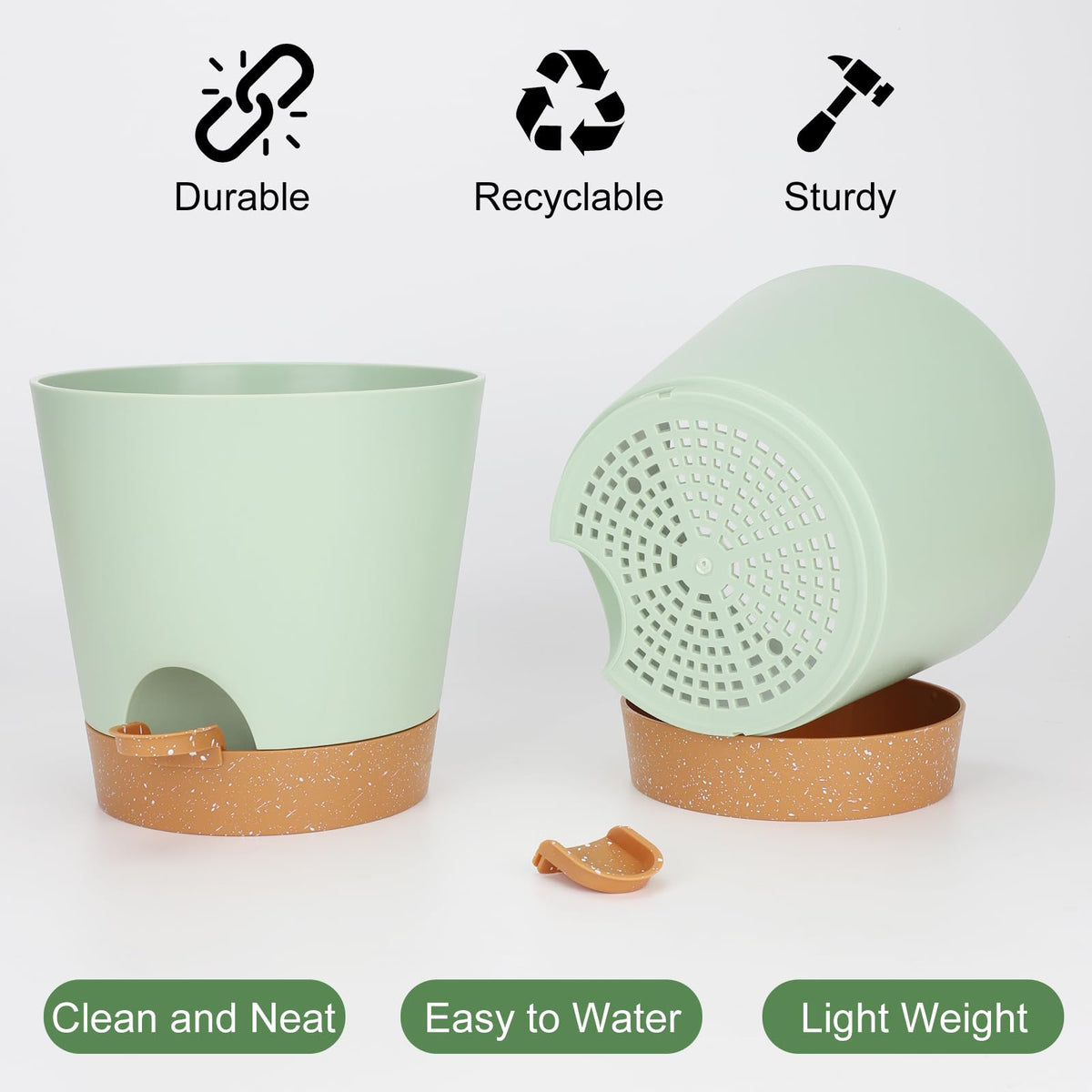 YNNICO 8-Inch planter made from durable recyclable plastic for long-term use.