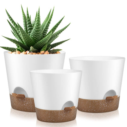 YNNICO 9-inch self-watering pot Snow enables steady moisture for small to medium plants