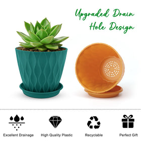 YNNICO drainage-hole plant pot set enables overflow-free watering.