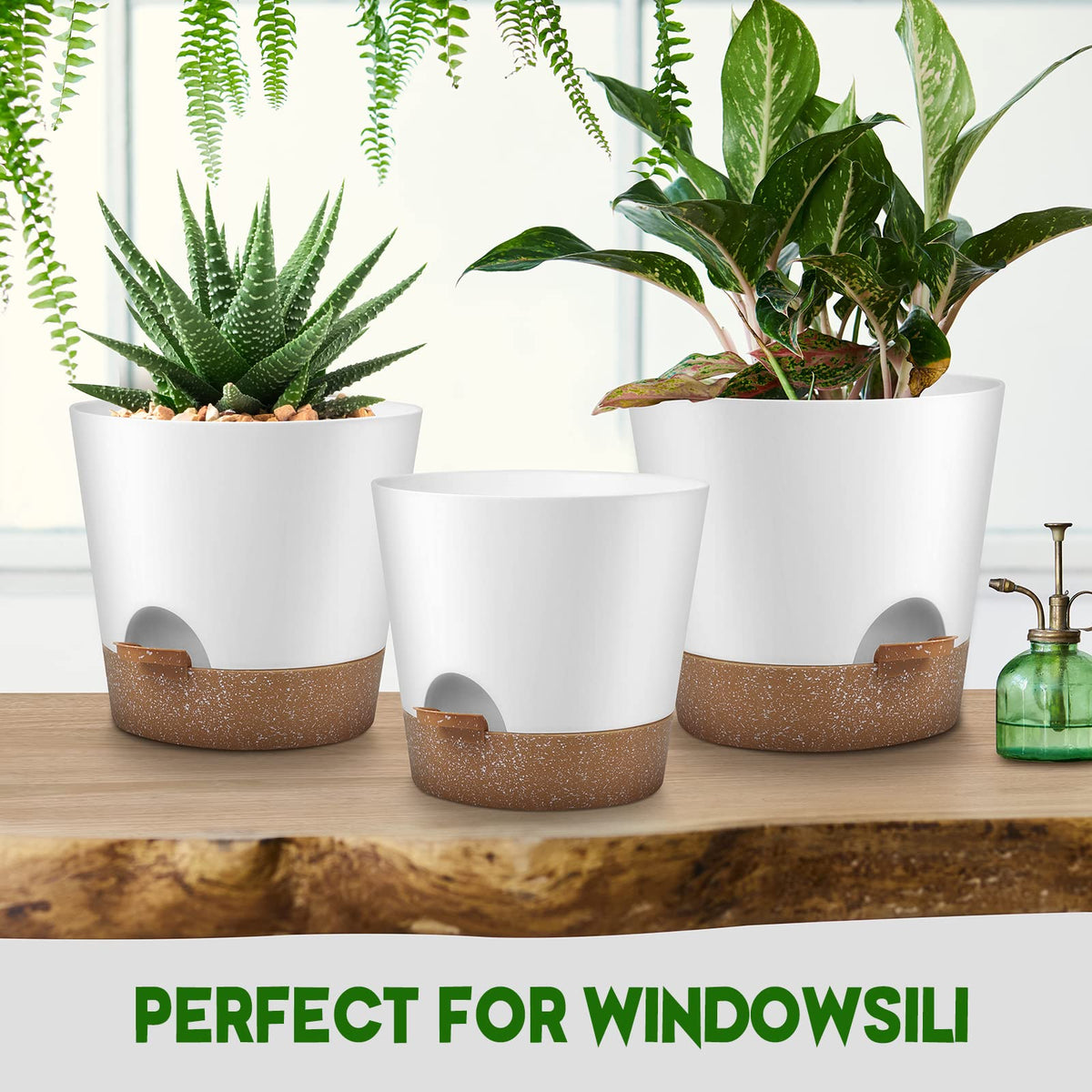 YNNICO durable recyclable plastic planter Snow is portable for indoor outdoor use