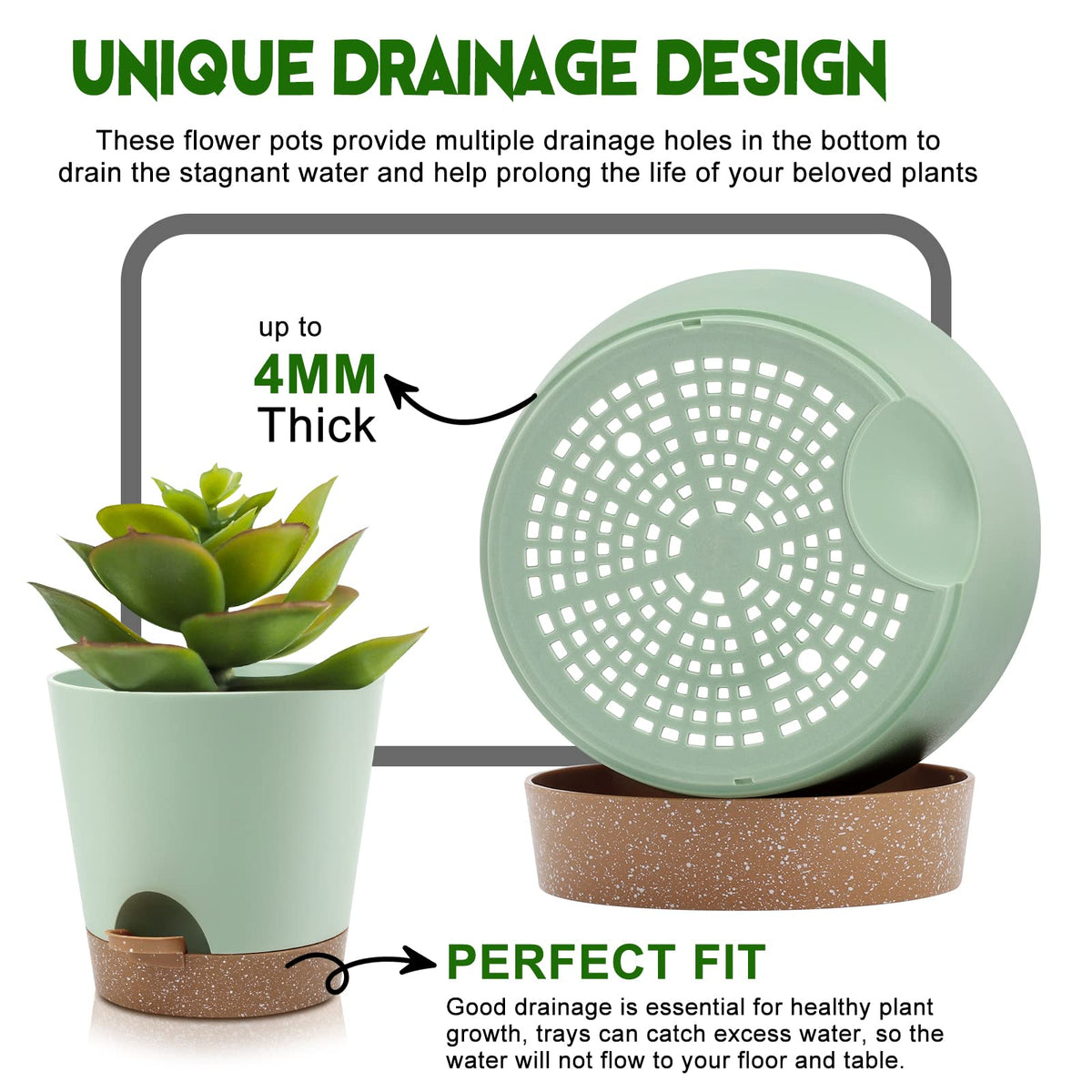 YNNICO planters with drainage holes promoting root air circulation