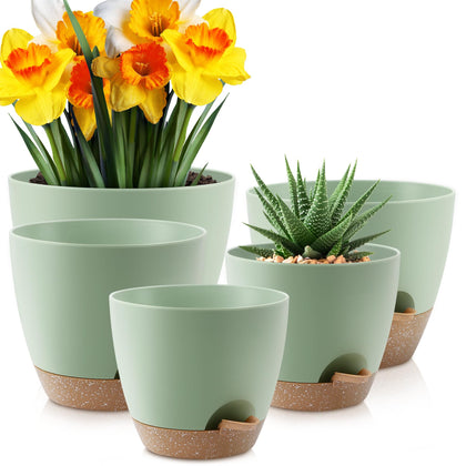 YNNICO 10-inch green pot with mesh drainage holes for better root airflow