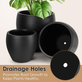 YNNICO plant pot 12-2-inch drainage-hole close-up shows drainage and ventilation.