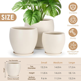 YNNICO 14-8 inch planter, durable lightweight polyethylene for easy repositioning.