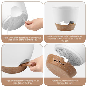 YNNICO 8-inch white self-watering planter ideal for kitchen herb setups