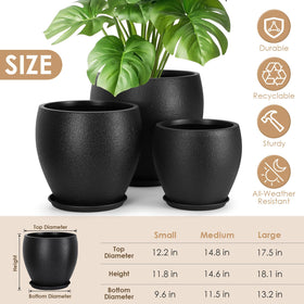 YNNICO plant pot set of 3 on patio shows multi-size outdoor arrangement.