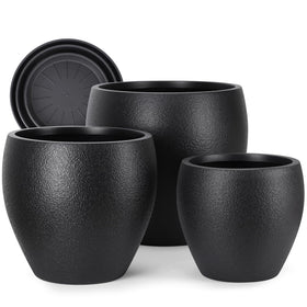 YNNICO plant pot set of 3 close-up highlights durable polyethylene and matte texture for easy moving.