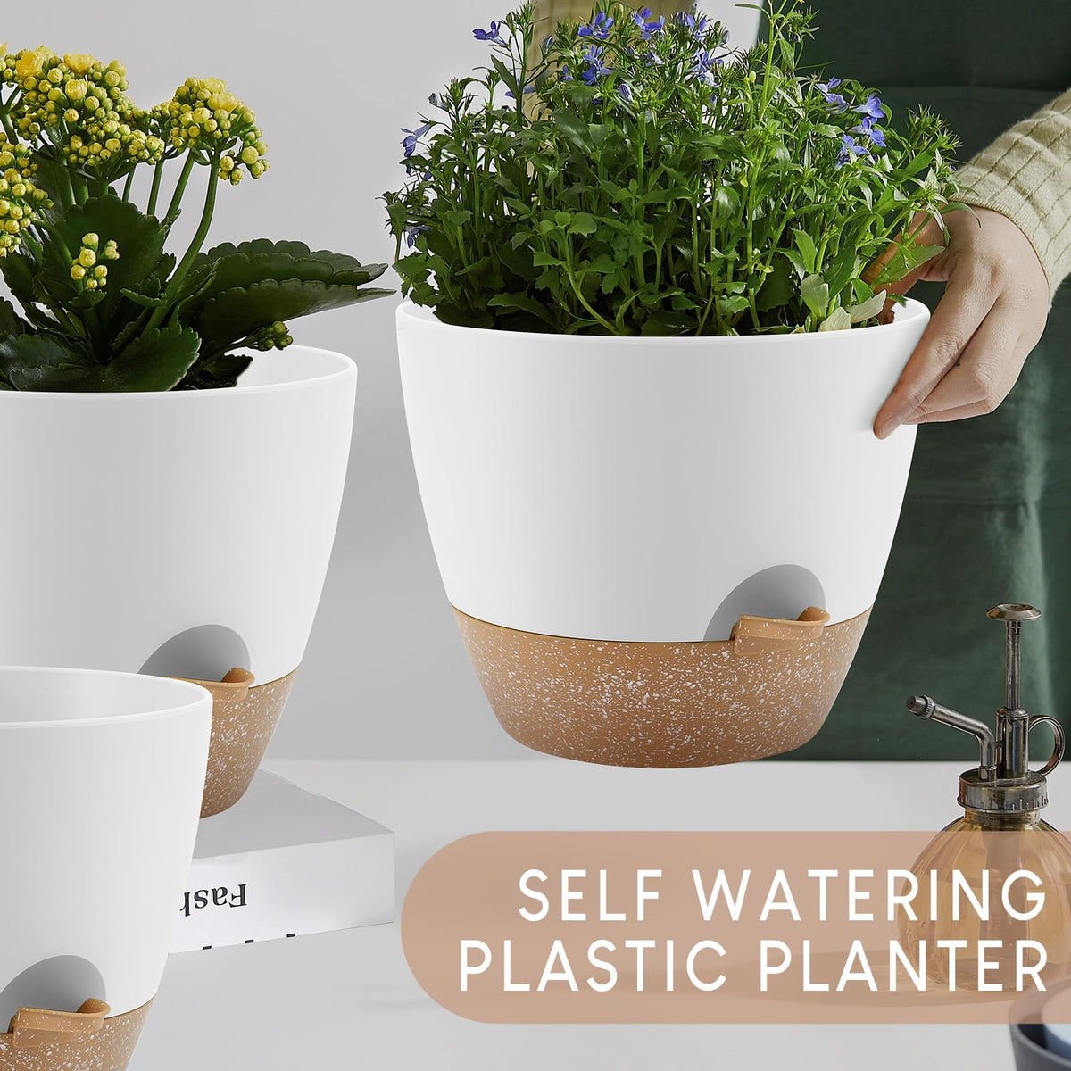 YNNICO removable tray planter with built-in feeder for easy water management