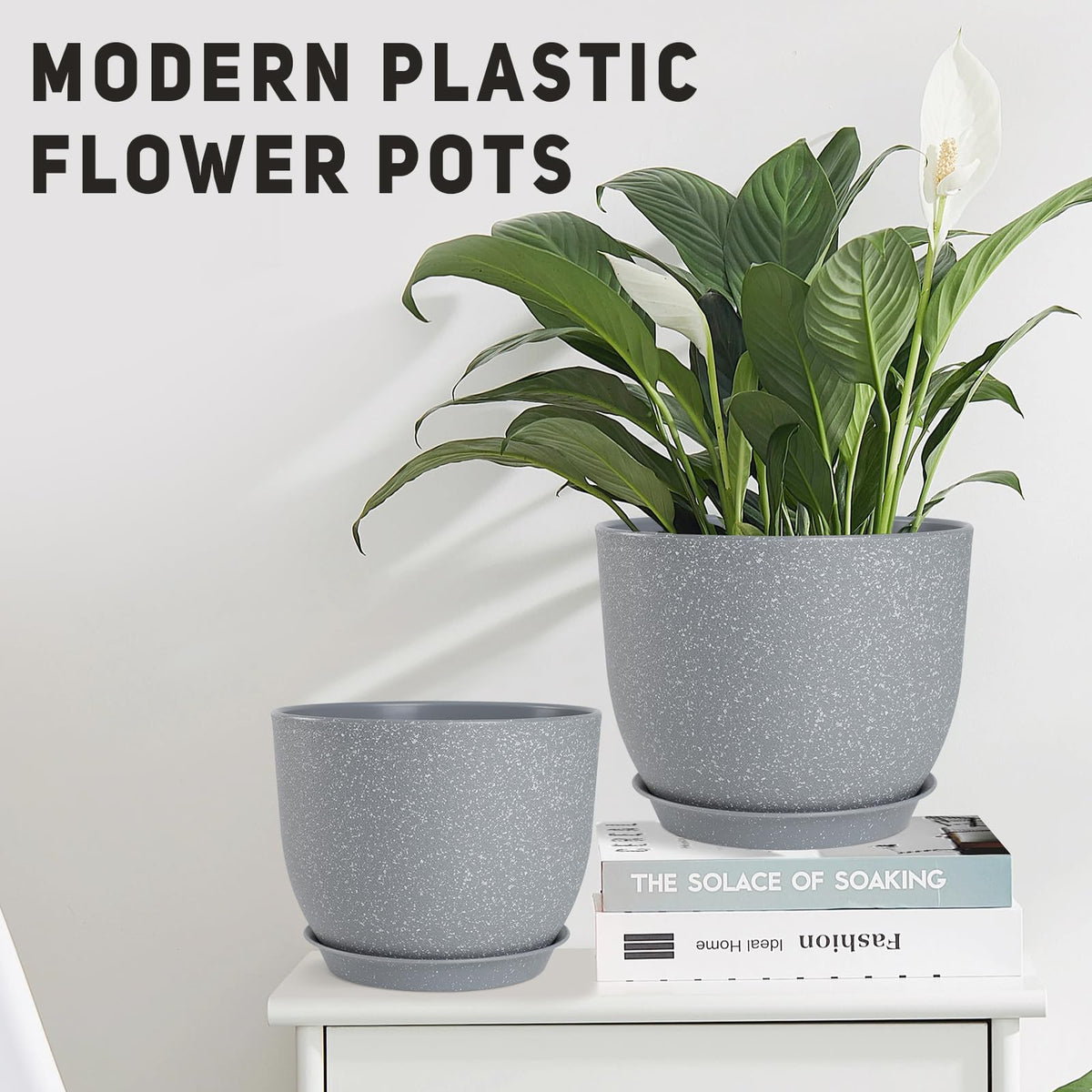 YNNICO pot includes a built in tray for bottom watering and spill-free use