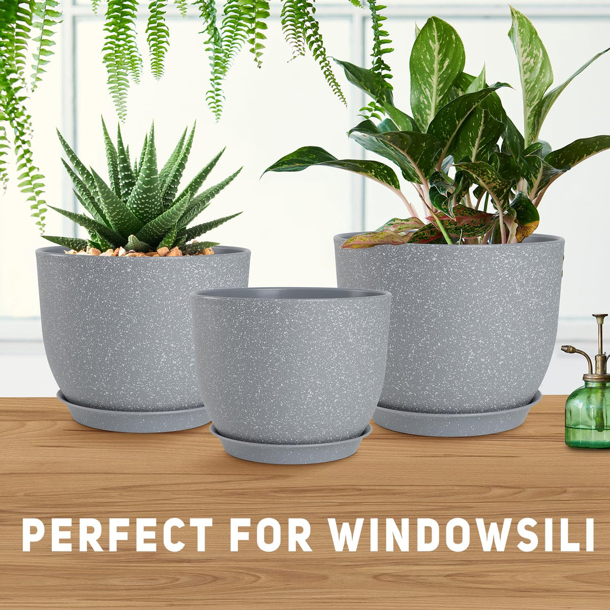 YNNICO gray planter adds a modern touch to windowsills desks or shelves