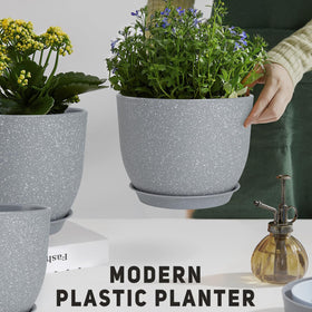 YNNICO gray plant pot suitable for indoor and outdoor gardens
