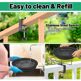 YOADEHOA C-clamp balcony mount enables quick placement on flat railings.