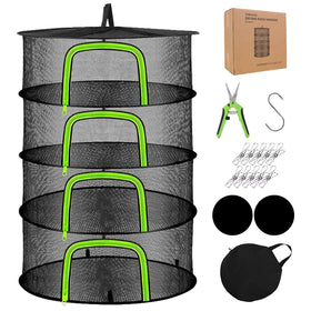YOBAZAN 4-layer drying rack assembly for stable herb air-drying.