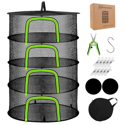 YOBAZAN 4-layer drying rack assembly for stable herb air-drying.