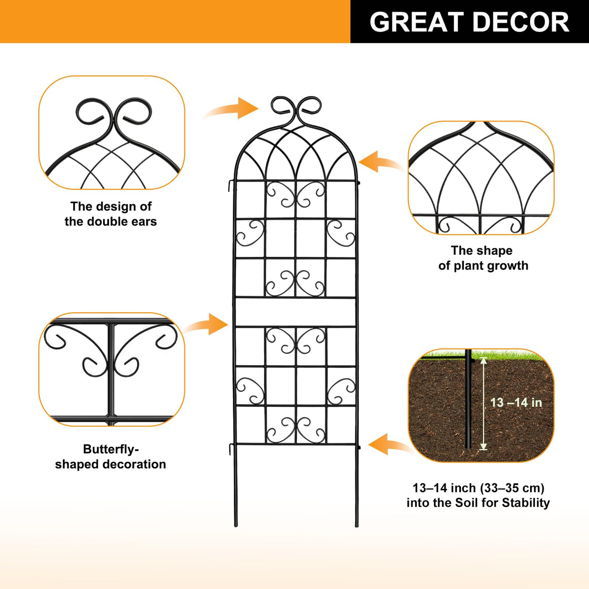 YOBAZAN diamond mesh pattern supports even growth and adds visual appeal.