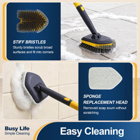 Yocada helps clean corners and grout where flat brushes miss.