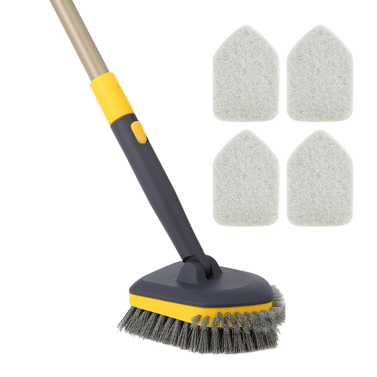 Yocada tub tile scrubber brush extendable pole enables back-friendly reach for high surfaces.