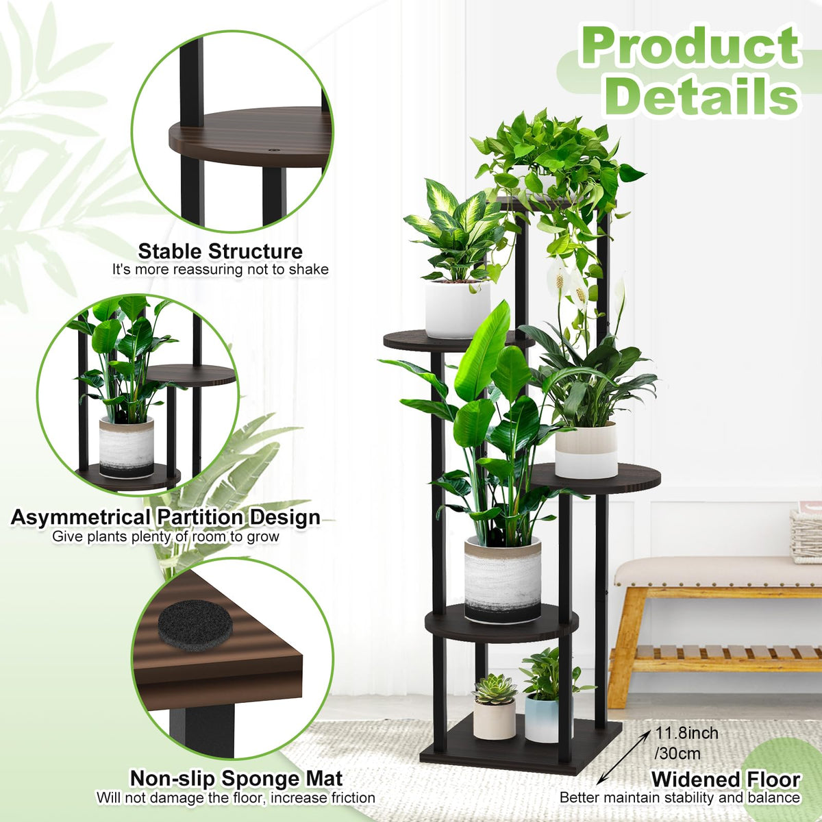YOCOMEY corner display blends vintage wood grain with metal for decor.