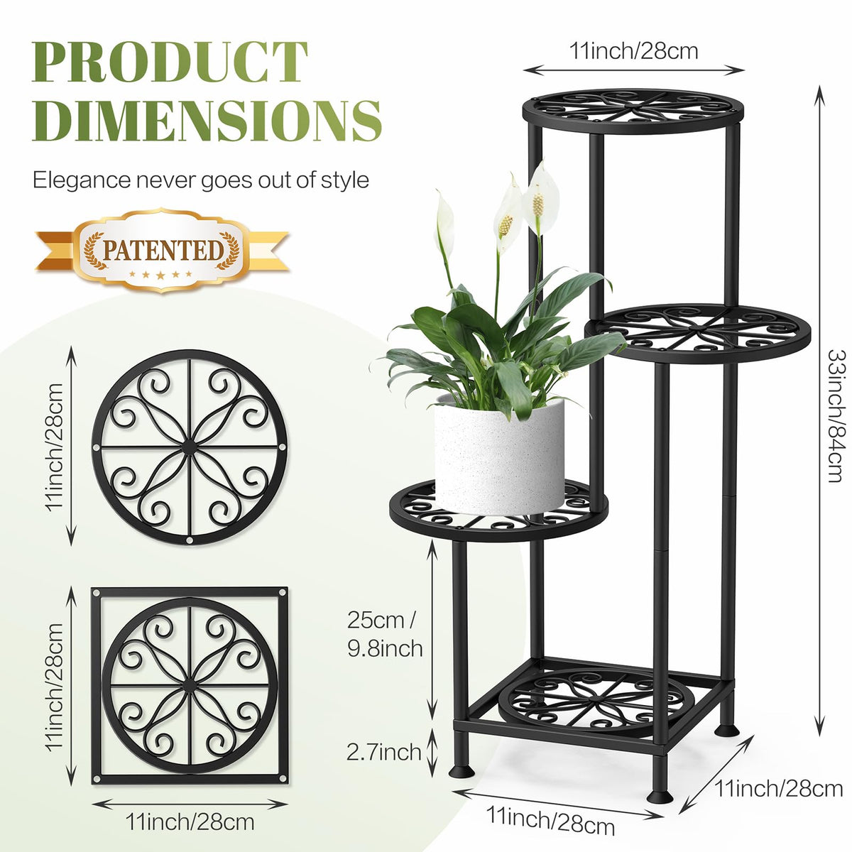YOCOMEY stand with rustproof outdoor finish for weather-resistant plant display