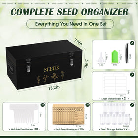 Yocookus interior with multiple compartments for seeds, labels, and tools