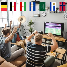 Restaurant and bar decor with YOFANUP 42-country bunting elevates World Cup ambiance.