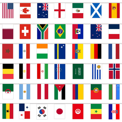 YOFANUP World Cup flags banner shows 42 flags for vibrant stadium decor.