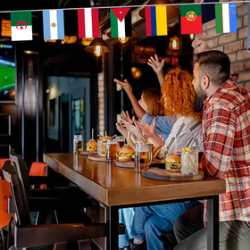 Cords on both ends simplify hanging and quick setup for gatherings.