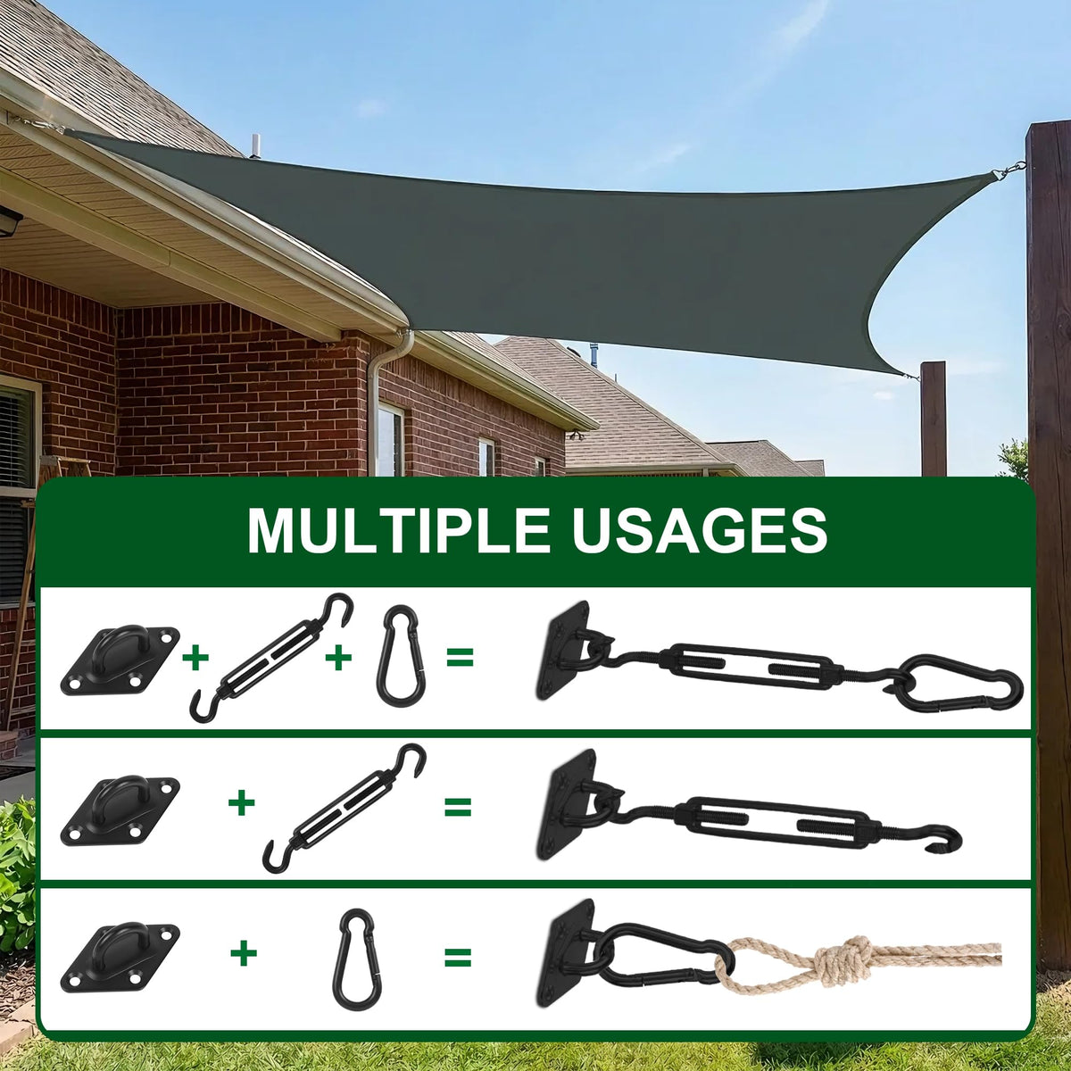 YOFIT installation kit attached to a wall or fence for outdoor shade.