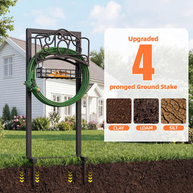 YOFOVI freestanding hose stand offers flexible placement outdoors.