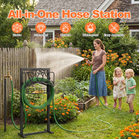 YOFOVI 42.5-inch height helps wind and unwind hoses comfortably.