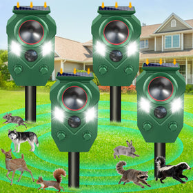 YOHHOS ultrasonic repeller close-up on solar panel for outdoor deterrence