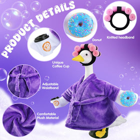 Yohome geese outfit curly pink hair curlers add playful character to statues.