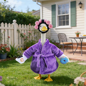 Yohome geese outfit printed coffee cup donut showcases whimsy on lawn decor.