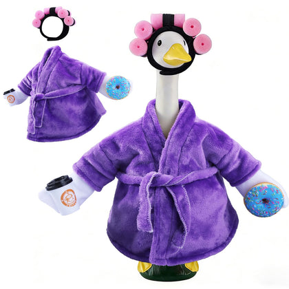 Yohome geese outfit set bathrobe with coffee cup donuts brightens porch geese display.