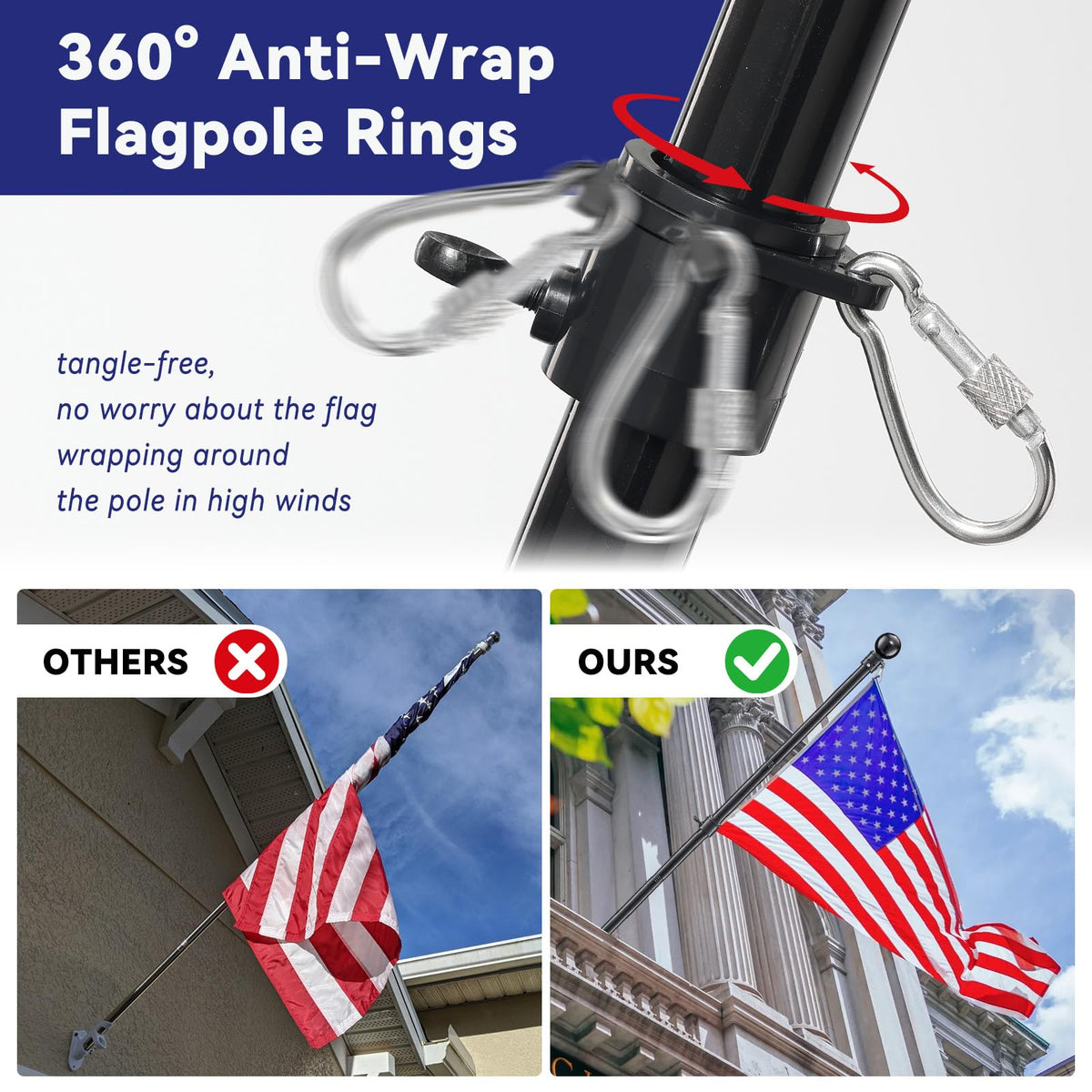 YOHSUGO stainless steel flag pole resists corrosion outdoors