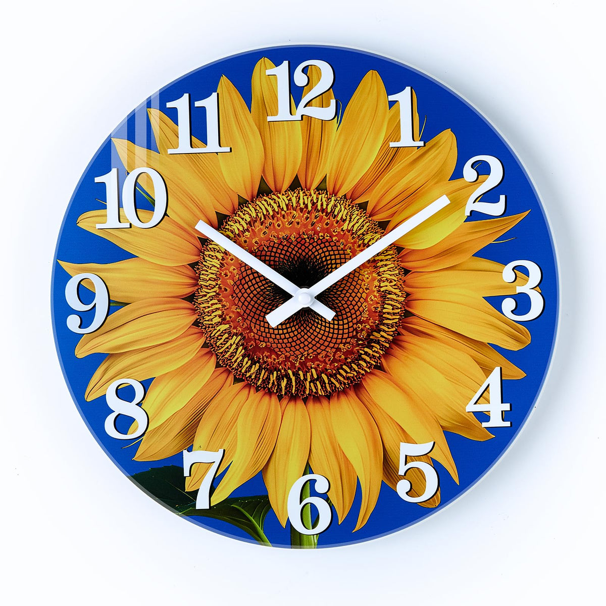 Yoiolclc sunflower clock face on blue background for garden decor and outdoor viewing
