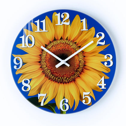 Yoiolclc sunflower clock face on blue background for garden decor and outdoor viewing