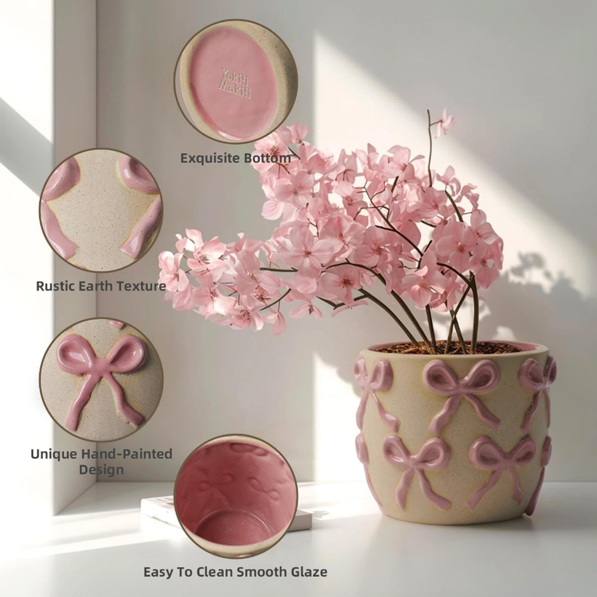 Yokiiimakiii 5.3-inch glazed pot ideal for succulents and orchids