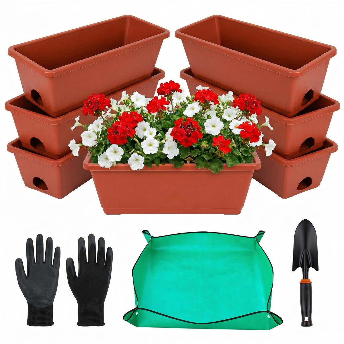 Yokodaza planters with saucers keep surfaces clean and prevent spills.