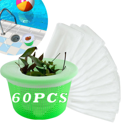 YOLAAH pool skimmer socks on basket capturing debris for clearer water