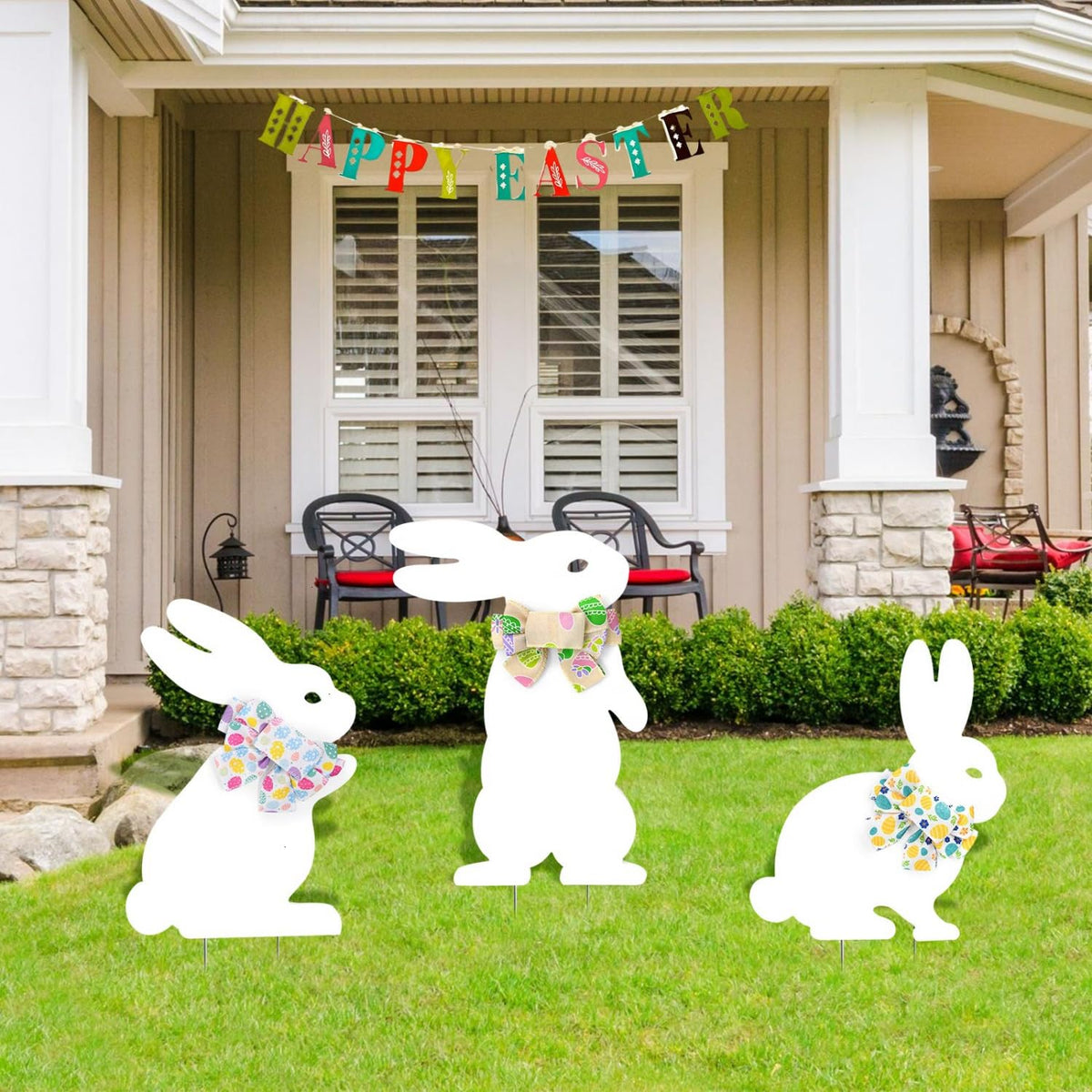 PVC all-weather design resists rain, sun, and wind for springtime display.