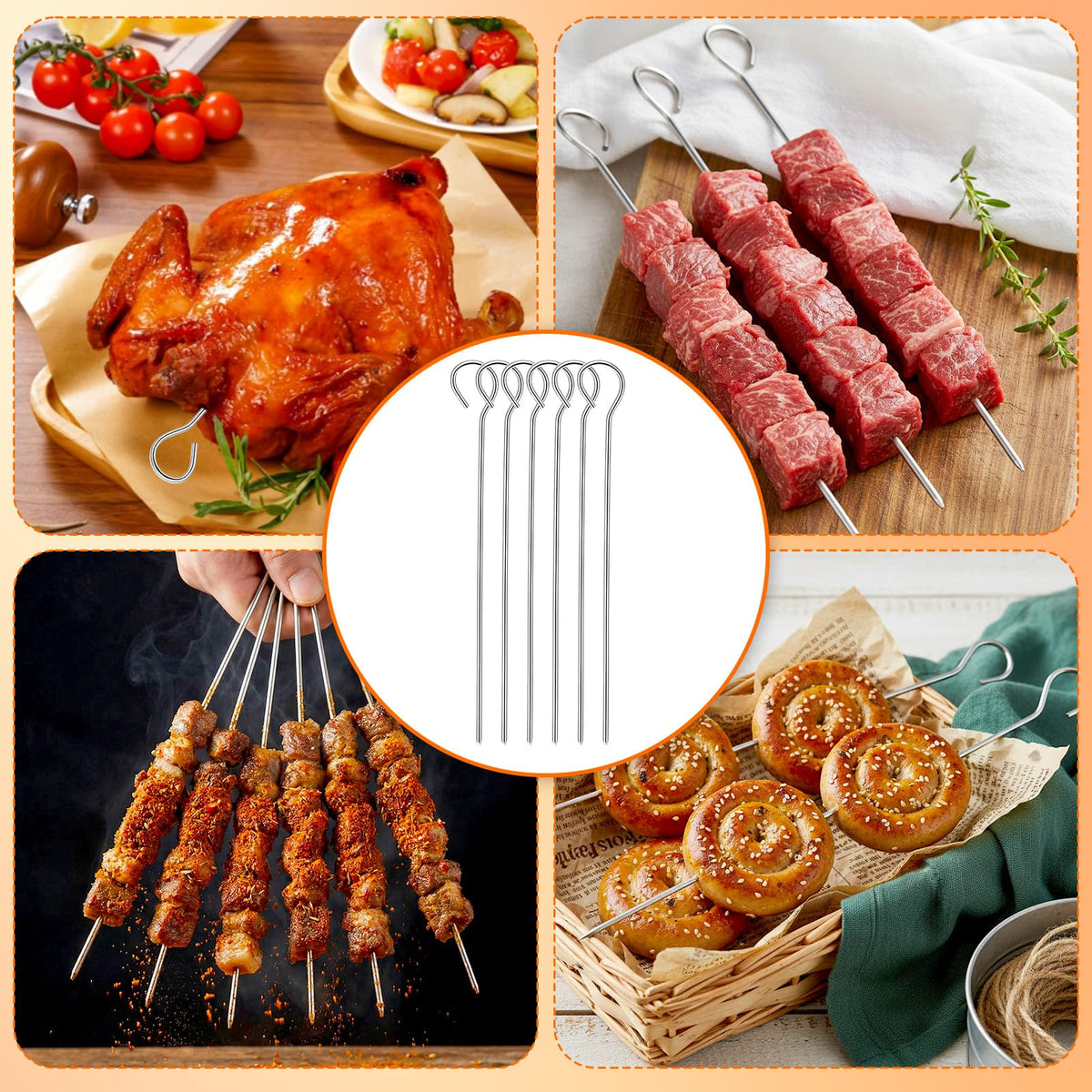 Yolev reusable metal skewers support repeated grilling sessions with ease