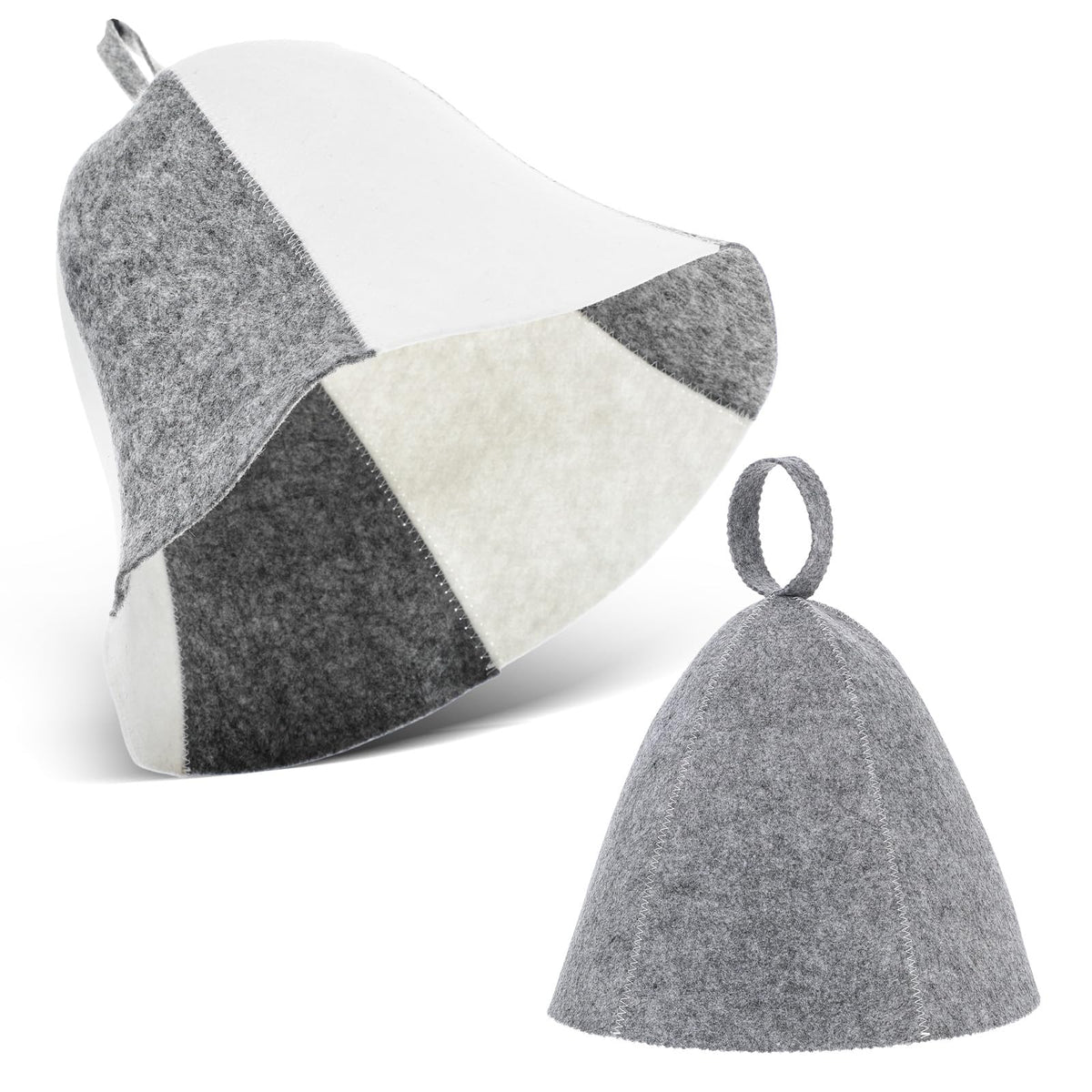 Yolev sauna hat gray front view with soft felt for comfortable heat protection.