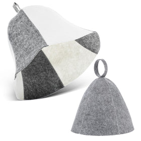 Yolev sauna hat gray front view with soft felt for comfortable heat protection.