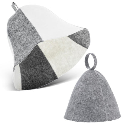 Yolev sauna hat gray front view with soft felt for comfortable heat protection.