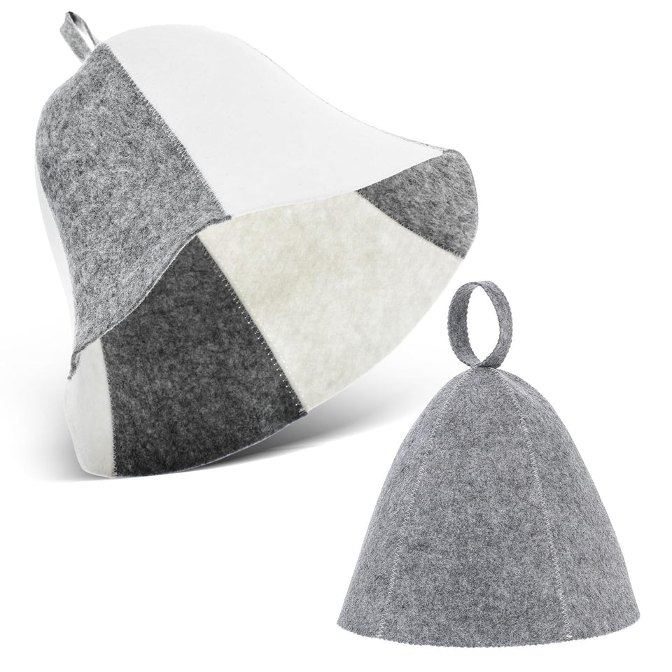 Yolev sauna hat gray front view with soft felt for comfortable heat protection.