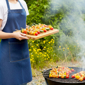 Yolev versatile skewers work with poultry, seafood, vegetables, and fruit
